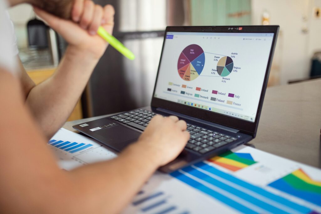 Person reviewing email marketing services for ROI.